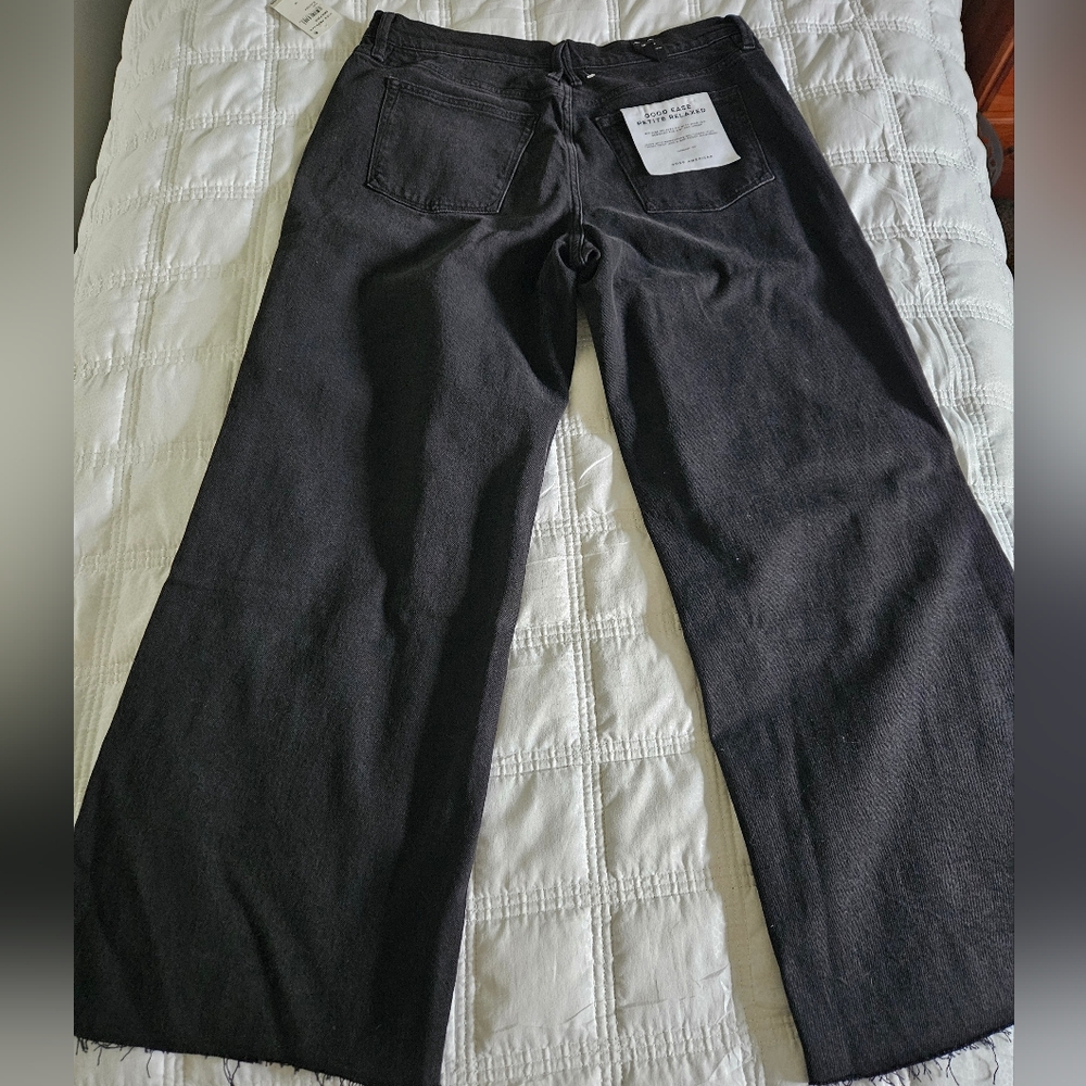 Good American Black Wide-Leg High-Rise Jeans